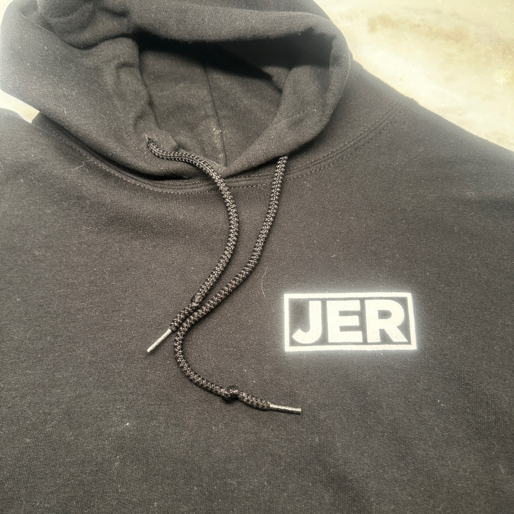 Black Hoodie with Drawstrings and Logo